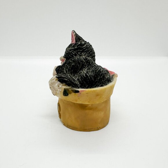 HTF Rare Vintage Tuxedo Cat Dog Bowl Sleeping 90s Cute Pet Lover Resin Painted - Picture 3 of 6